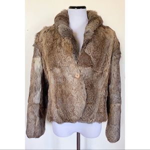 Elan Rabbit Fur Coat  Medium Tan Cream Brown